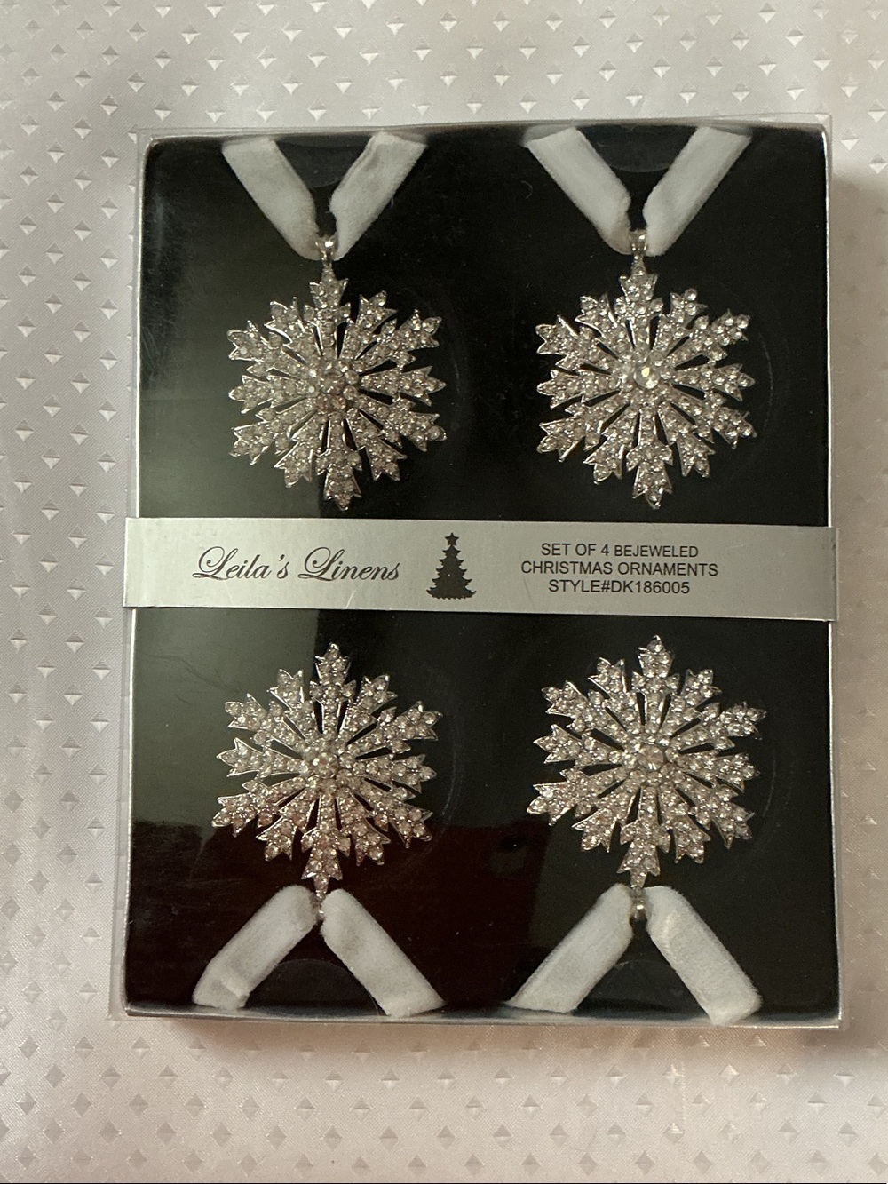 Leila Stone Silver Bejeweled Snowflake Ornaments (Set of 4)